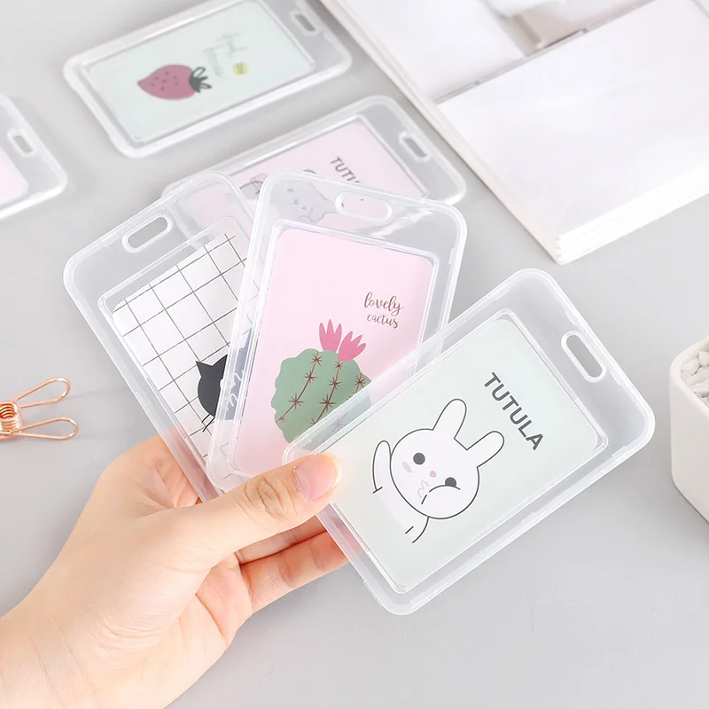 Rośliny owocowe Wzór Przezroczysty plastikowy identyfikator Posiadacz personelu Pokrowiec na kartę pracy z dzwonkiem Brelok do kluczy Rękaw na kartę 11.2 * 7 cm