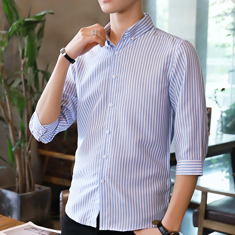 

MRMT 2024 Brand New Summer Men's Shirts Short Sleeve Stripe for Male Shirts 7 Sleeves Casual Tops Shirt