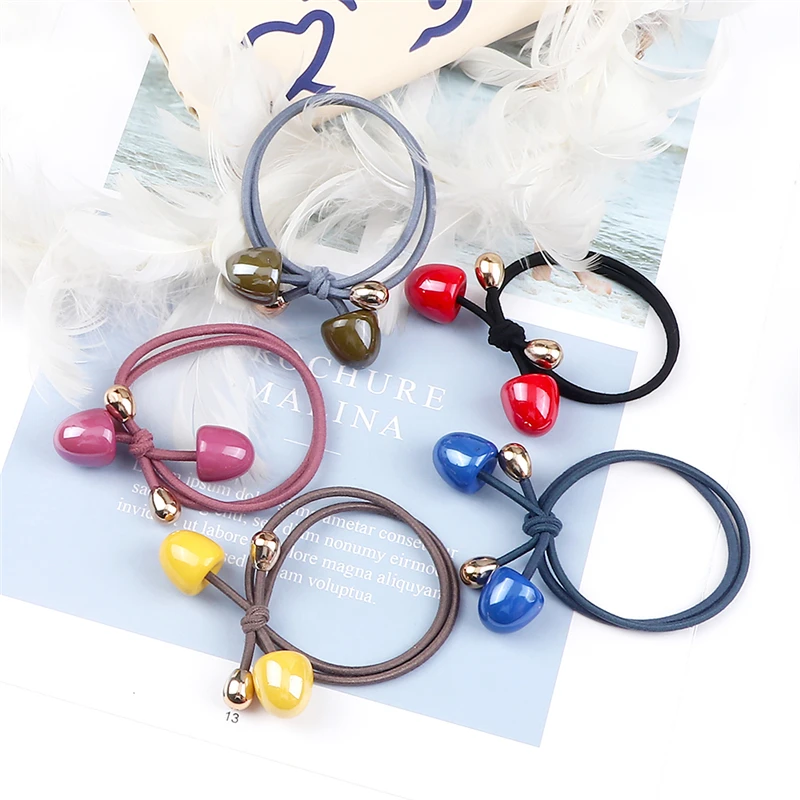 Colorful Balls Pendant Hair Bands Fashion Headband for Women Girls Bow Rubber Band Scrunchies Hair Accessories Ponytail Holder