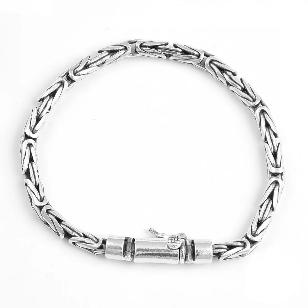 

Solid S925 Sterling Silver Bracelet Popular Fashion Trendy Men's And Women's Woven Twist Hand Chain Pure Argentum Jewelry