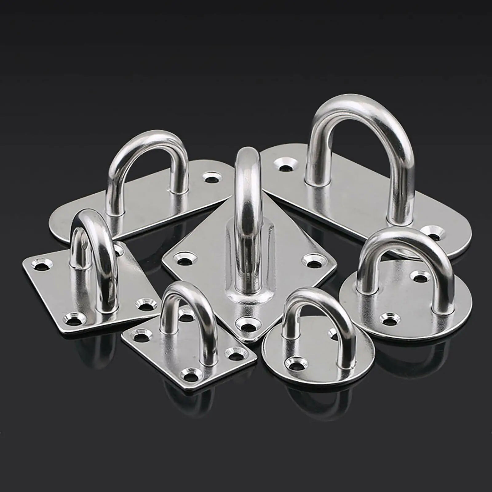 1Pcs Pad Eye Plate Staple 304 Stainless Steel Ring Hook Loop U-Shaped Design Screws For Boat Hammock M5 M6 M8 M10 M12