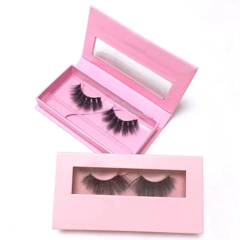 1 pair mink eyelashes real mink hair false eyelash handmade full strip mink lashes soft fluffy lashes  with pink package