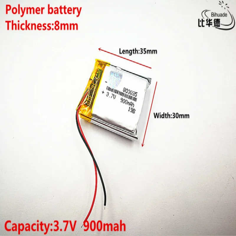 Good Qulity 3.7V,900mAH,803035 Polymer lithium ion / Li-ion battery for TOY,POWER BANK,GPS,mp3,mp4