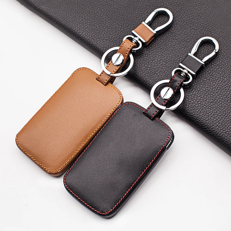 Carrying Leather Car Key Case Cover Skin Protector For Renault Clio Megane 2 3 Koleos Logan Scenic 3 Buttons Smart Card