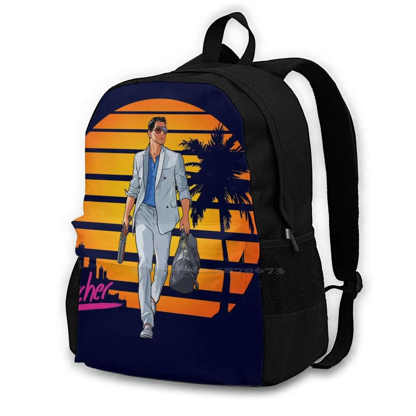 

Vice School Bags Travel Laptop Backpack Vice City 1980S Sterling Fx Vice Show Danger Zone Tv Show