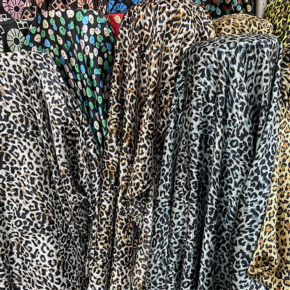 Leopard Print Satin Fabric Sewing Craft Material Silky Soft Cloth Fabric For Scarf Lining Diy 50cmX150cm