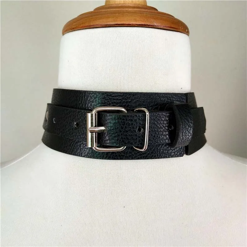 CEA.HARNESS O-ring Choker Leather Choker Leathe Collar BDSM  Submissive Fetish Neck Belt Slave Circle Ring Leather Neck