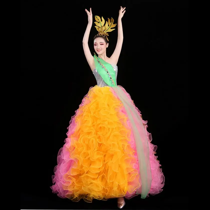 New opening folk music dance performance female elegant  modern dance dress large stage special  chorus dress high quality