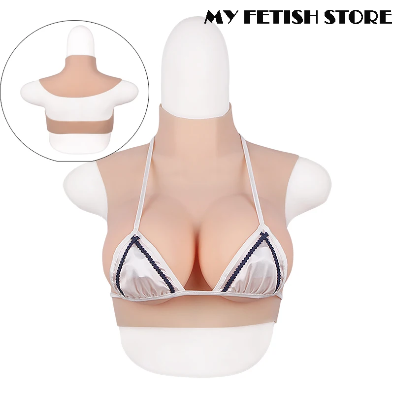 

Crossdressing Realistic High Neck Silicone Fake Boobs B-G Cup Breast Form Crossdresser Drag Queen Shemale Cosplay Male to Female