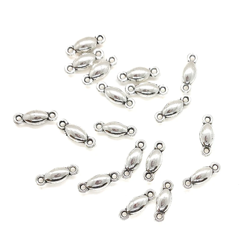 40 stück Zink-legierung Geriffelte Blume Zwei Löcher Oval Charms Anschlüsse Linker für DIY Schmuck Ohrring Halskette Zubehör