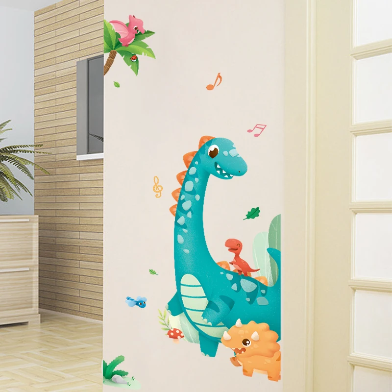 Cartoon Large Dinosaur Vinyl Wall Stickers for Kids Room Decor Removable Wall Decals Children room Nursery Animals Wallpapers