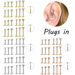ZS 3PCS/LOT Stainless Steel Tragus Earring Cartilage Gold Plated Lip Ring Crystal Labret Piercing Ring 16G Helix Women Earring