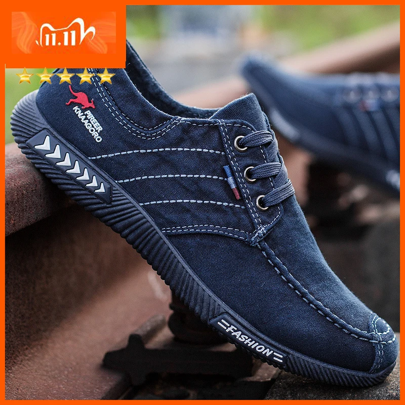 Men shoes 2024 spring men canvas shoes flat casual shoes lace up comfortable breathable shoes man flats size 39-44