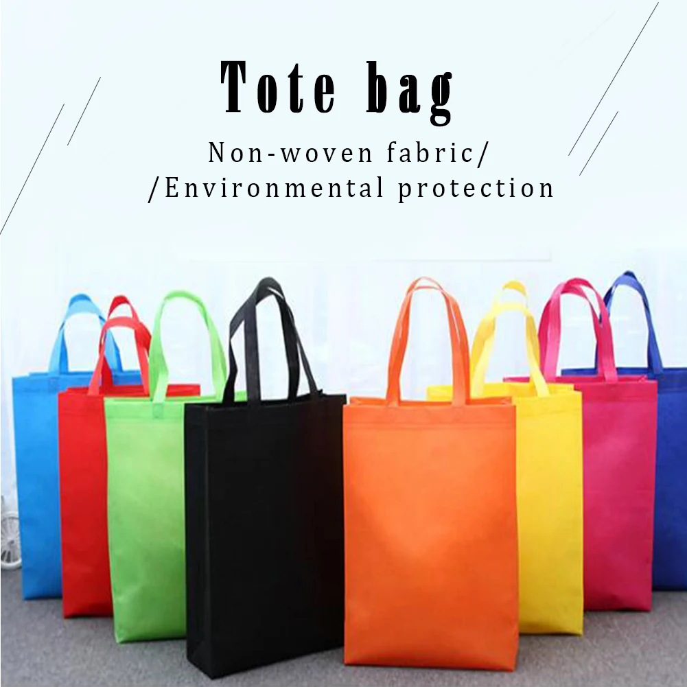 Women Men Reusable Shopping Bag Solid Color Simple Large Folding Tote Grocery Bags Convenient Traveling Storage Handbags