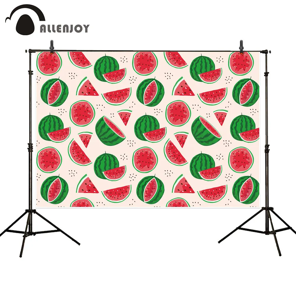 

Allenjoy summer watermelon photography background step and repeat pink photozone wallpapers birthday child party photophone