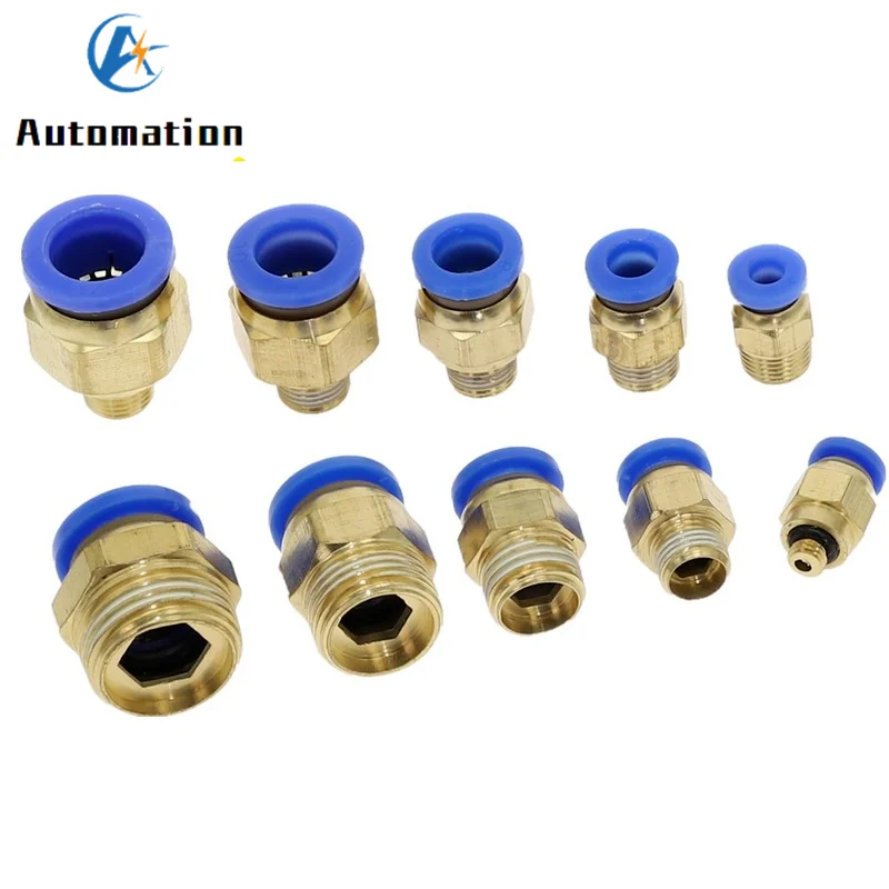 1 SZTUK Gwint męski 1/8'' 1/4'' 3/8'' 1/2'' do rurki 4 6 8 10 12mm Prosta złączka pneumatyczna Push to Connect Air