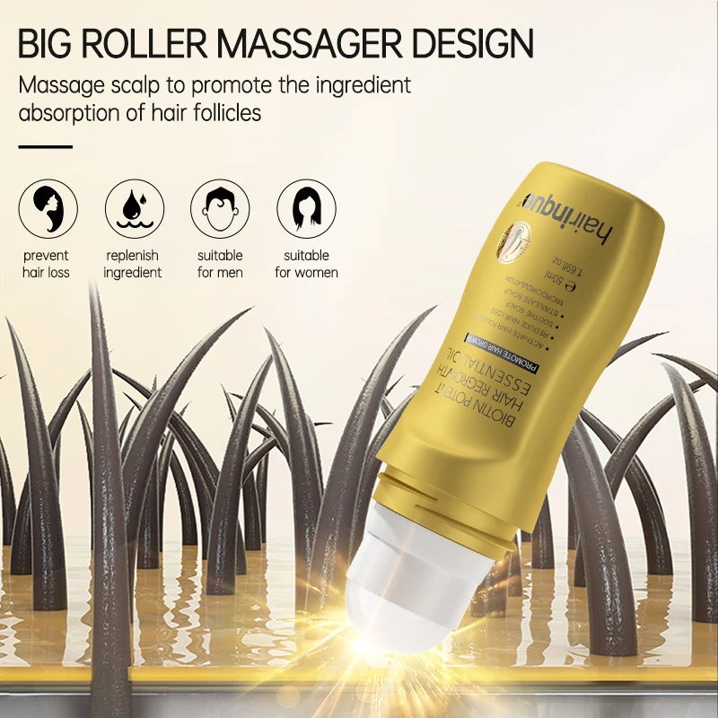 Men Women Biotin Potent Hair Growth Essence Powerful Hair Thickener Massage Oil Scalp Treatments Anti Hair Loss Medicine Care - Image 2