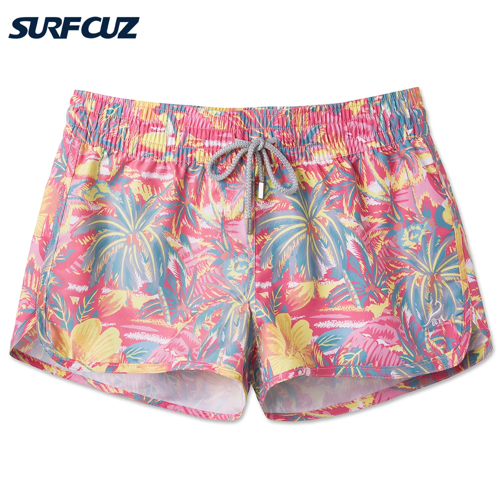 Quick Dry Beach Shorts Coconut-trees Couple Swimwear Swim Trunks Women Boardshorts Men Swim Shorts Running Surfing Lovers Shorts