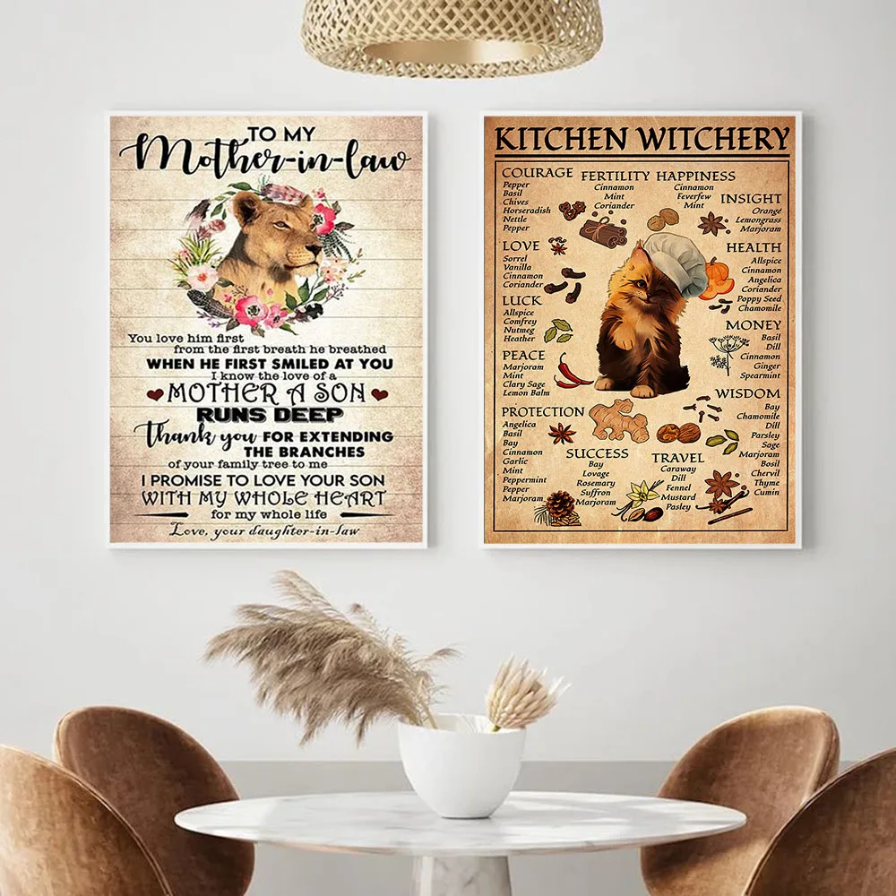 Kitchen Witchery Funny Posters and Prints Animal Decoration Canvas Wall Pictures Witches Magic Art Painting Gifts Home Decor