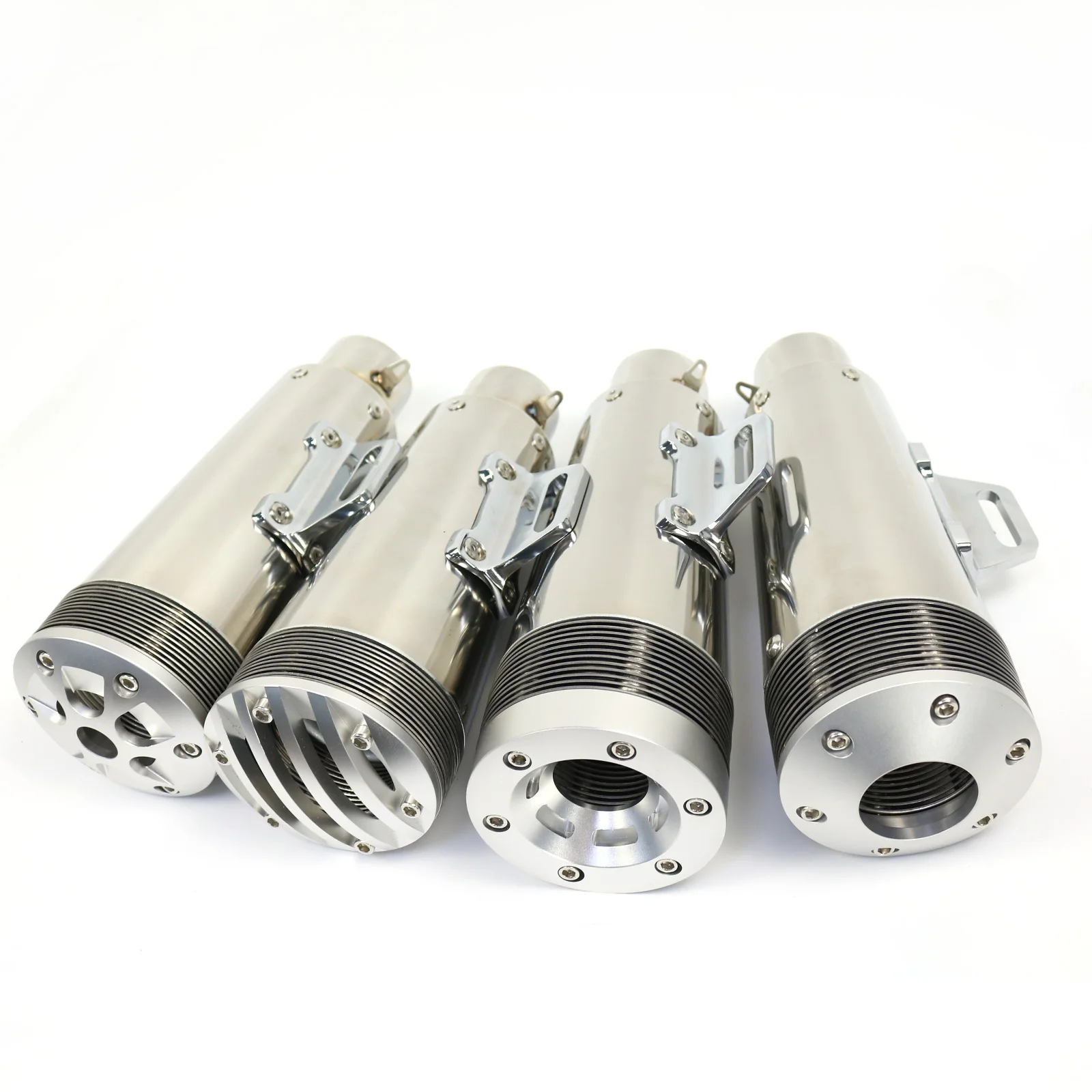 

Universal Motorcycle 51mm short silver stainless steel exhaust pipe muffler easy to install for Harley motorcycles