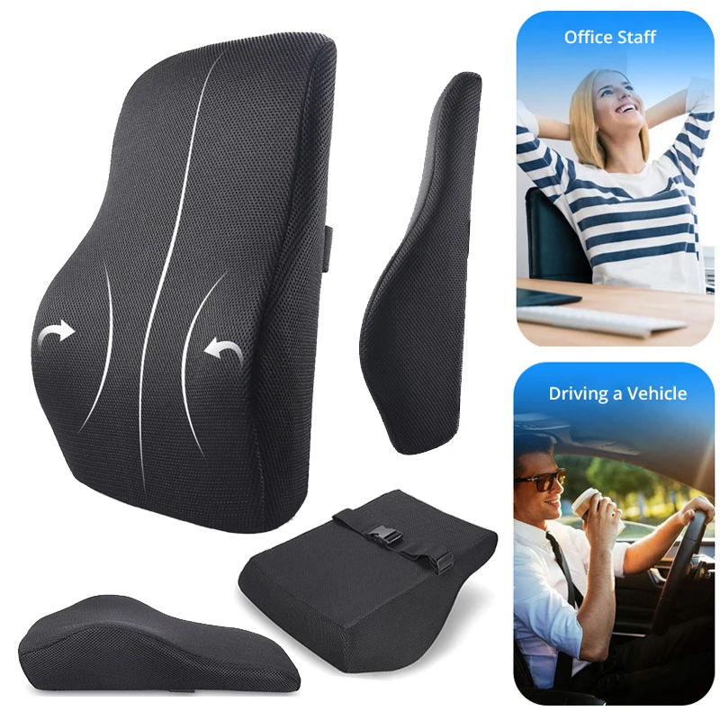 Memory Foam Auto Rear Seat Back Headrest in the Car Lumbar Supports Travel Car Interior Accessories