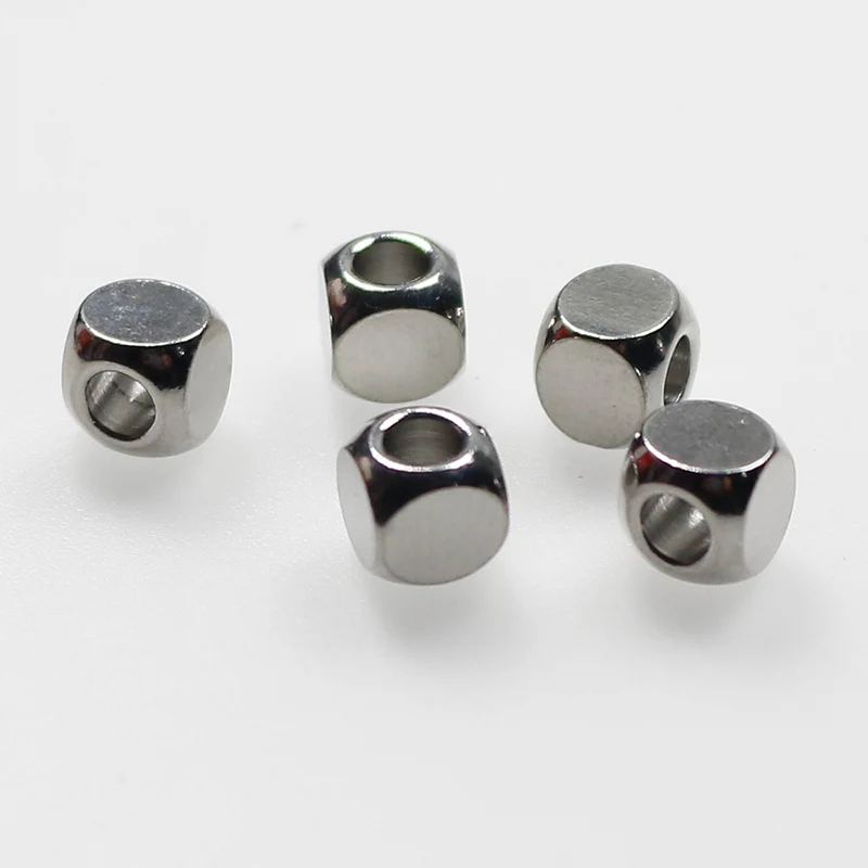 50pcs/Lot 304 Stainless Steel Square Loose Beads 2mm 3mm 4mm 5mm 6mm High Quality Handcraft Metal Spacer Beads DIY Fine Jewelry