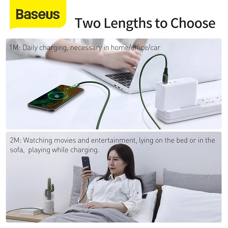 Baseus 5A USB C타입 케이블, 플래시 충전 프로토콜, 컨버터블 고속 충전 마이크로 케이블, 데이터 C타입 휴대폰 케이블, USB 코드