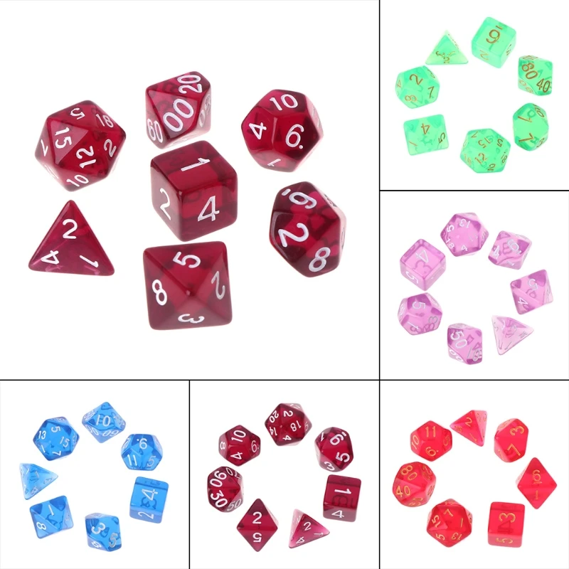 

7 шт./компл. многогранные Multi кубика D4-D20 подземелья и дракон D & ролевые поли игра 62KF