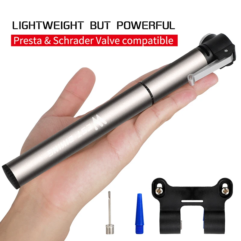 WEST BIKING 120PSI Bicycle Pump Portable Hidden Hose Bike Pump Inflator Schrader Presta Valve Aluminum Alloy Bicycle Air Pump