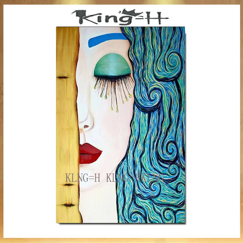 

Classic Artist Gustav Klimt Tear Abstract Oil Painting on Canvas Posters 100% Hand Painted Wall Pictures For Living Room Cuadros