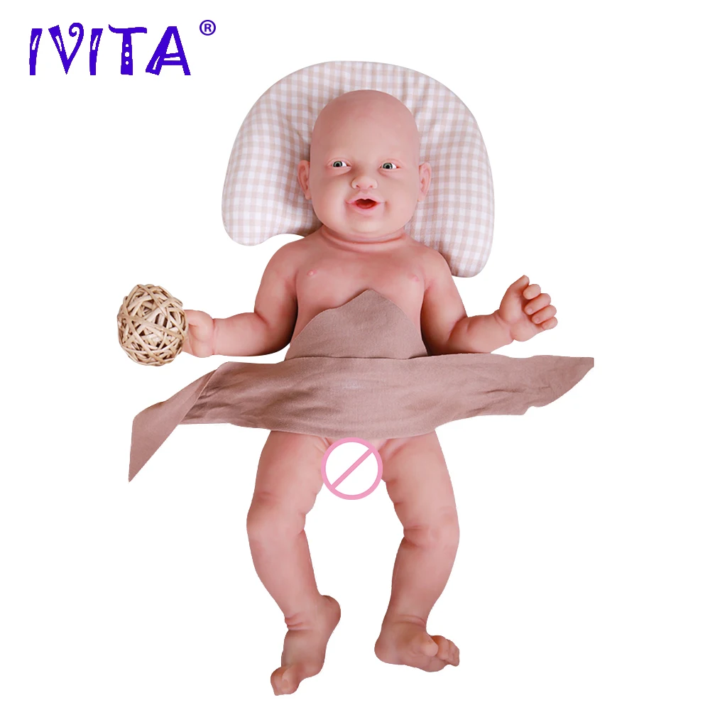 IVITA WB1513 59cm 5210g Real Soft Full Silicone Reborn Bebe Baby Boy Eyes Opened Doll Newborn Alive Laughing Babies Toy for Kids