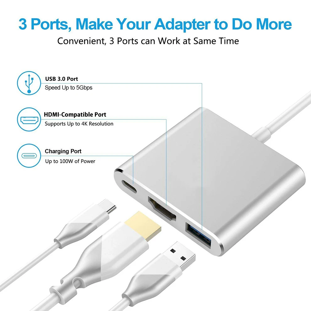 Type C Multiport Adapter USB 3.1 USB C  to HDMI-Compatible USB 3.0 USB C 3.1 for Monitor Smartphone Laptop Tablet Macbook Switch