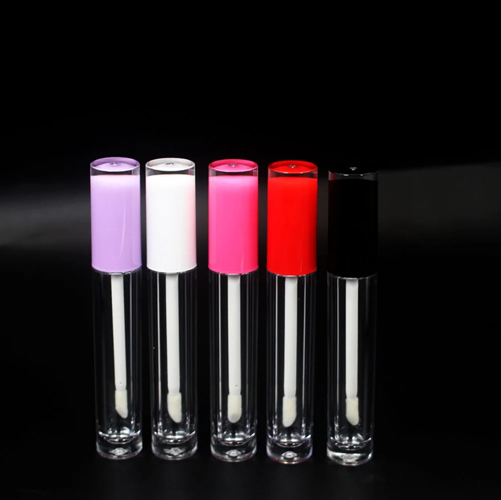 

5ml 20pcs New Clear Plastic LipGloss Empty Tube Cosmetic Lip Gloss Packaging Container with Black White Pink Red Purple Lid