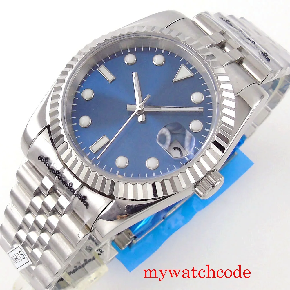 

Bliger 36mm/39mm Sterile Blue Dial Sapphire Glass Luminous Marks NH35A MIYOTA 8215 PT5000 Automatic Men's Watch Fluted Bezel