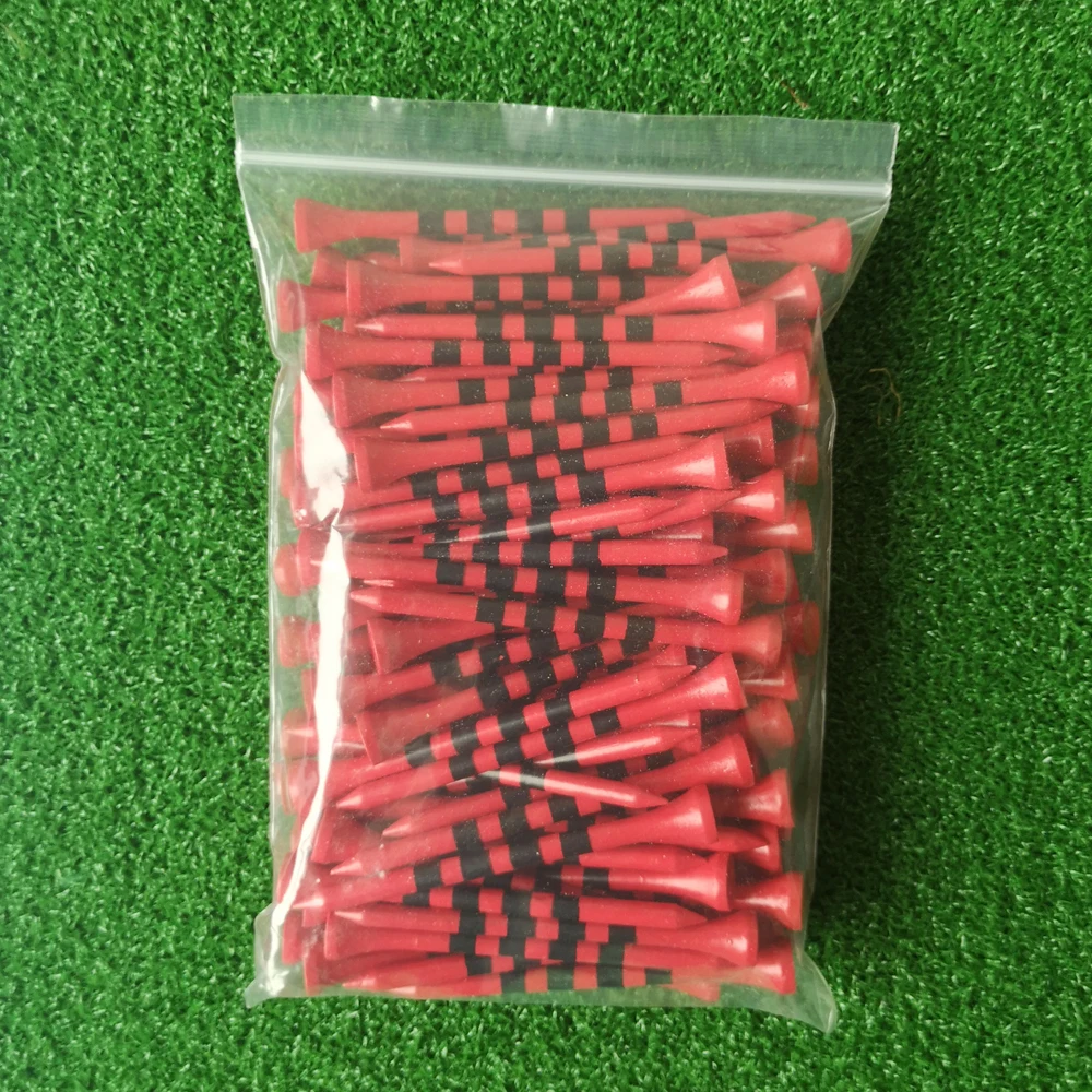 New golf tees 100pcs/pack Bamboo tee 2.76/3.27in 4 black stripes white black colours 7 times stronger than wooden tees dropship