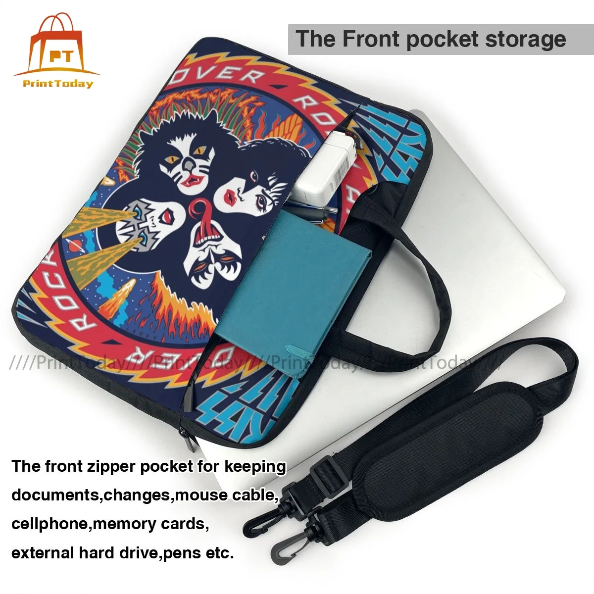 Imagem -04 - Kiss Band Bolsa para Portátil para Macbook ar Pro Xiaomi Lenovo Asus Acer Dell hp Huawei Microsoft Case à Prova de Choque 13 14 15 15.6 Bolsa