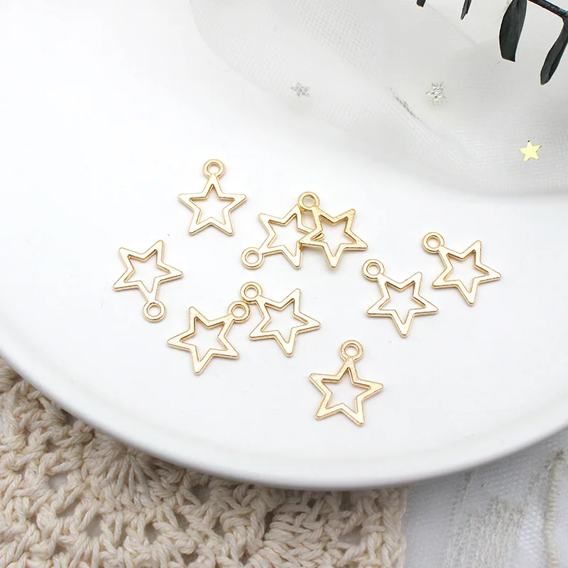 Fashion 10Pcs Hollow Little Stars Charms Handmade Alloy Pendant For DIY Jewelry Making Necklace Earrings Accessories Wholesale