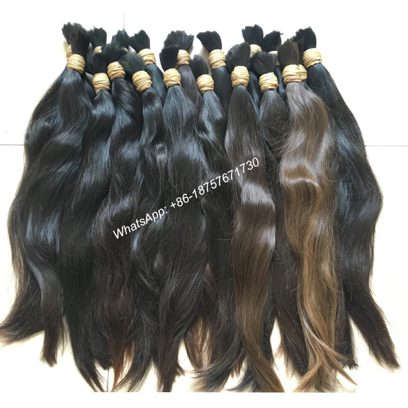 High Quality Natural Brown Virgin Remy Bulk Hair,Natural Hair Ponytail, Braiding Human Hair Bulk,Raw Bulk Hair,300Grams/Pack