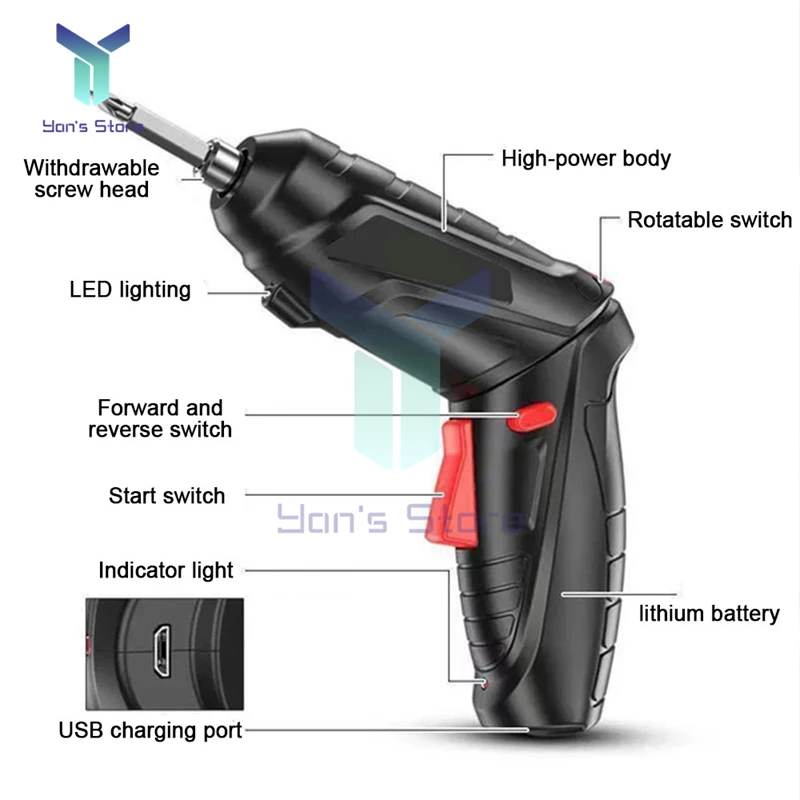 USB Electric Screwdriver With Battery Household Electric Screwdriver Drill for Door Assembly Power Tools Multifunctional Drill