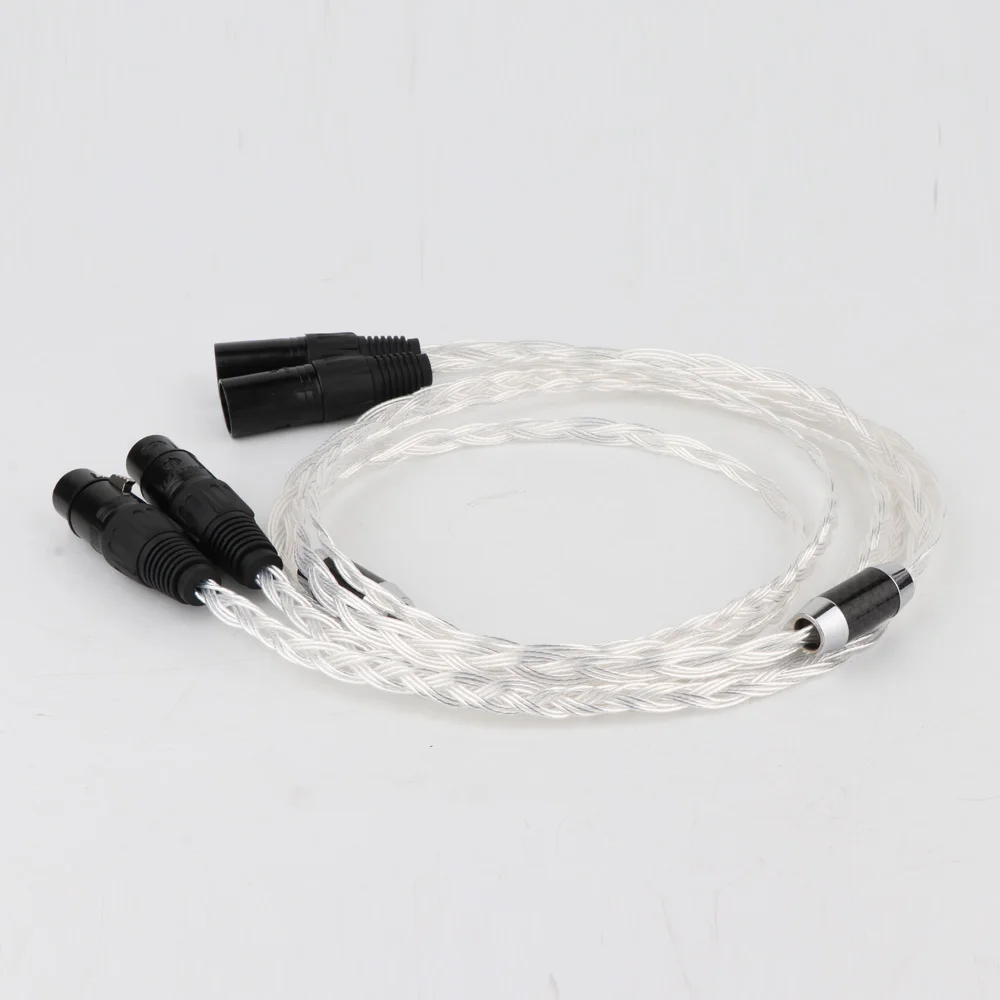 Pair Hifi 7N OCC Silver-Plated XLR Cable Audio XLR Male to Female Extension Cable With Top Grade Carbon Fiber XLR Plug