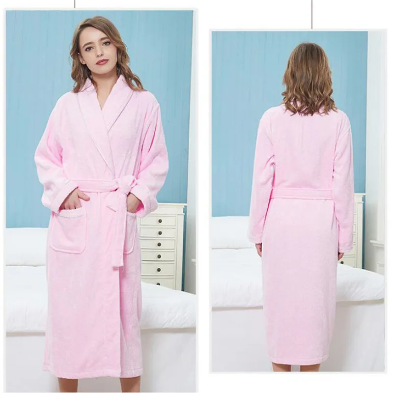 100% Cotton Toweling Terry Robe Unisex lovers Soft Bath Robe Men And Women Nightrobe Sleepwear Male Casual Home Bathrobe