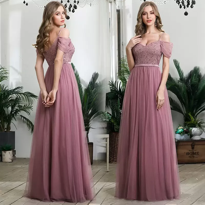 Mode Maxi Kleider Sexy Tiefem V-ausschnitt Pailletten Grün Rosa Garn Rock Party Kleider Brautjungfer Bankett Host Abendkleid vestido