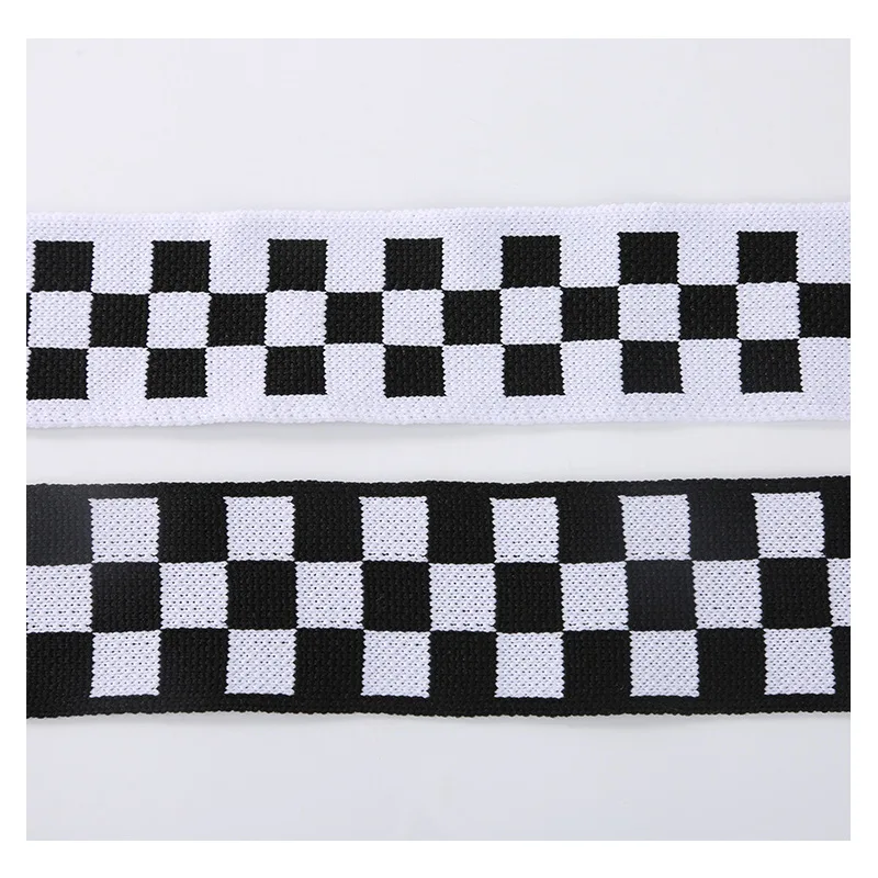 4.5cm Polyester Ribbon Black White Lattice Tape Tiny Stretch Knitted Plaid Webbing DIY Craft Underwear Belt Sewing Accessories