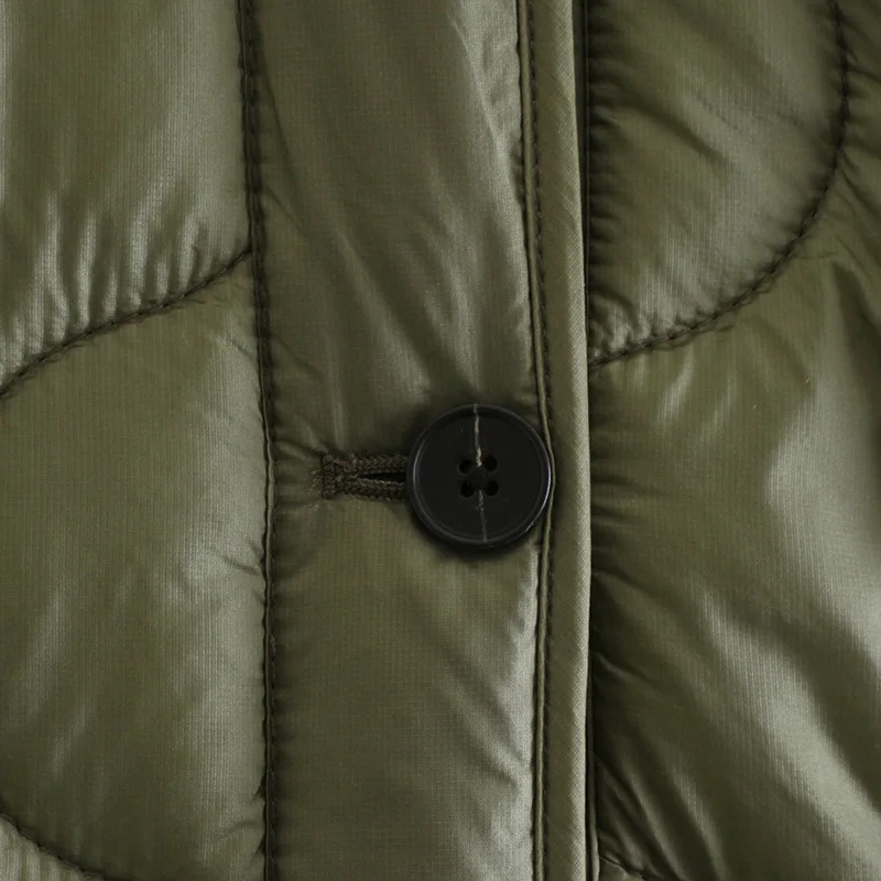 Veste matelassurera surdimensionnée vert armée pour femme, manteau en coton rembourré, vêtements d'extérieur décontractés sans col, mode automne et hiver, 2021