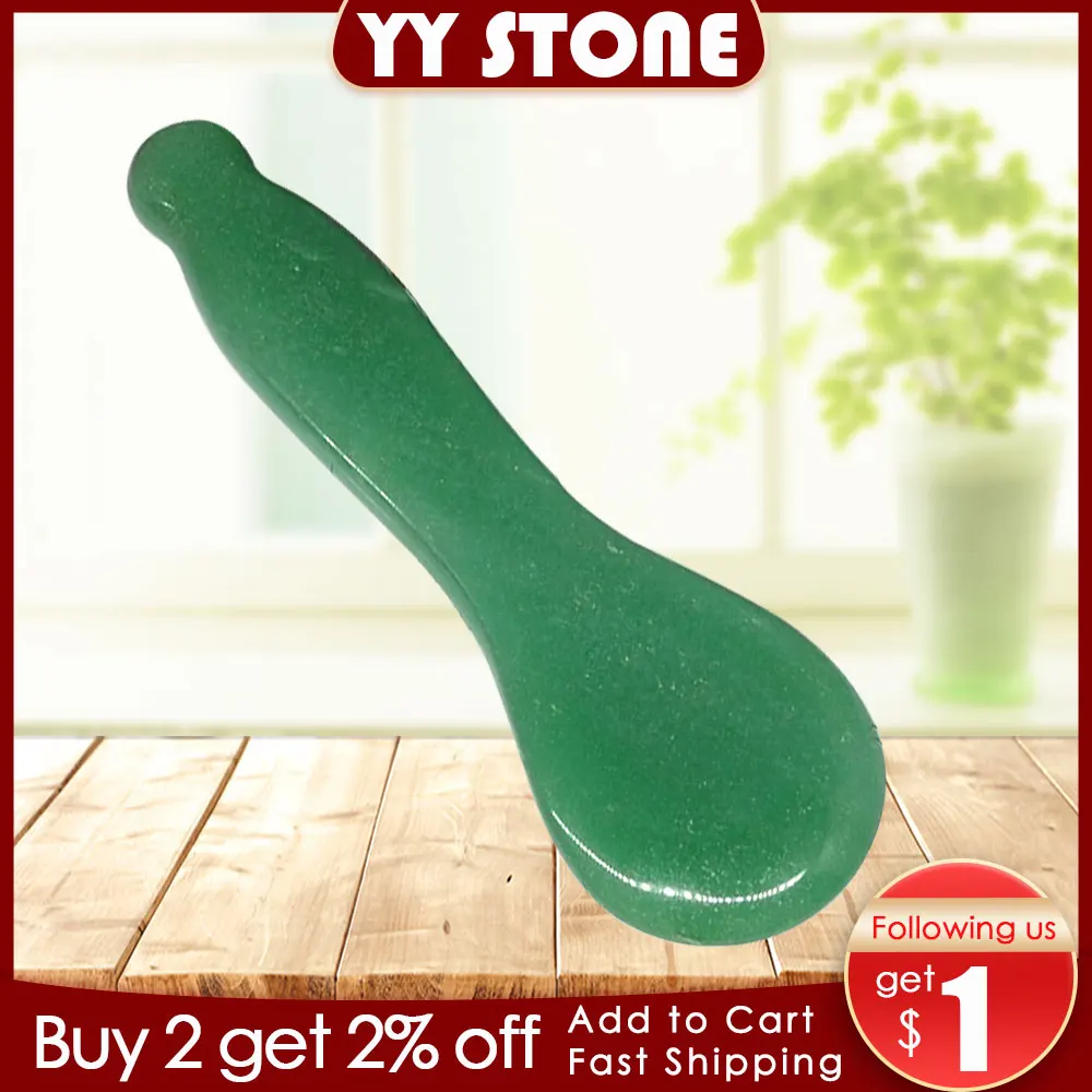 

Tontin Natural Aventurine Aventur Jade Guasha Board Gree Stone Scraping GuaSha Tools V line Face Beauty Kit Healthcare