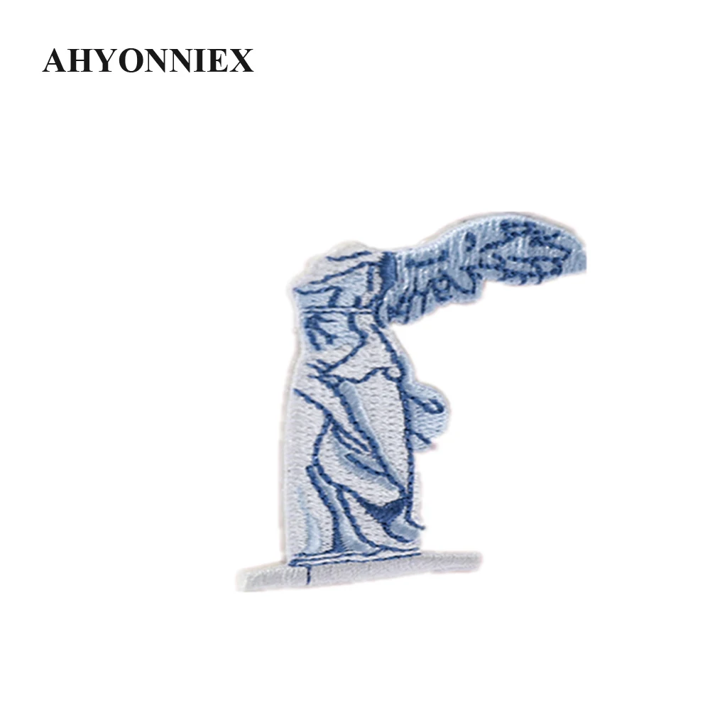 AHYONNIEX One Set (2PCS) Special Embroidery Museum Artwork Patches For DIY Clothing Iron on Patch with Hot Melt Glue on The Back