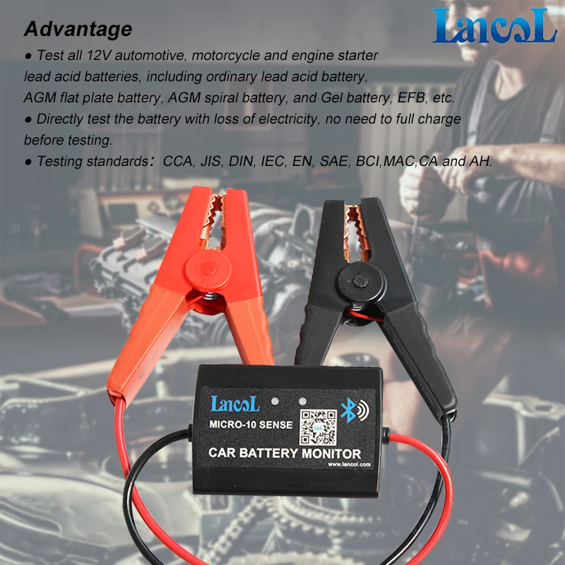 Lancol MICRO-10 Automotive Battery Analyzer CCA Battery Testing 12V CAR BATTERY TESTER With Bluetooth Battery Monitor