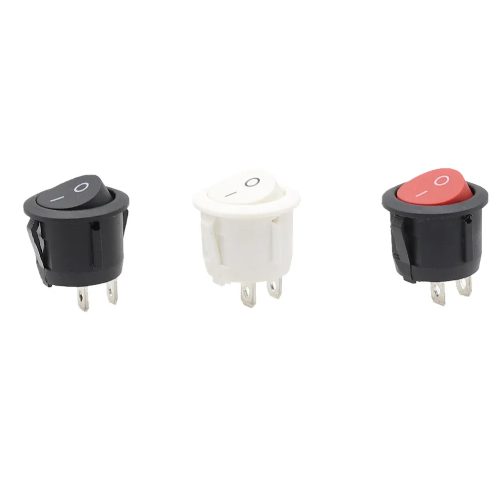 1Pcs Self-locking Round Type Switch AC 6A/250V 10A/125V 2P ON-OFF SPST 2 Pin Circle  Rocker Switch