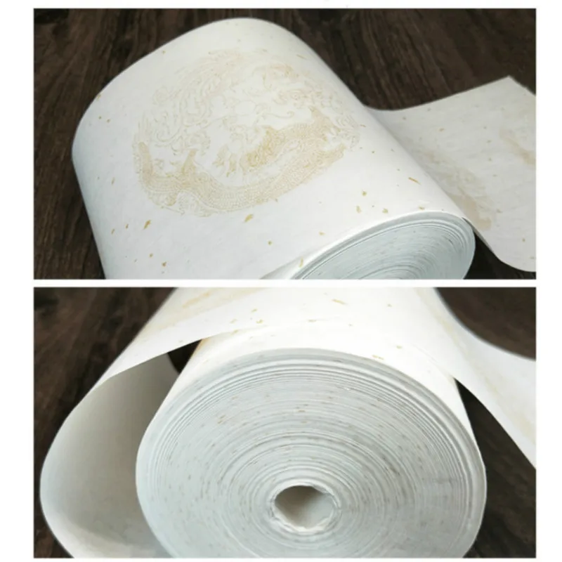 Chinese Rice Paper Roll Brush Calligraphy Creation Xuan Paper Gold Foil Dragon Pattern Half-Ripe Xuan Paper Papel Para Dibujar - Image 5