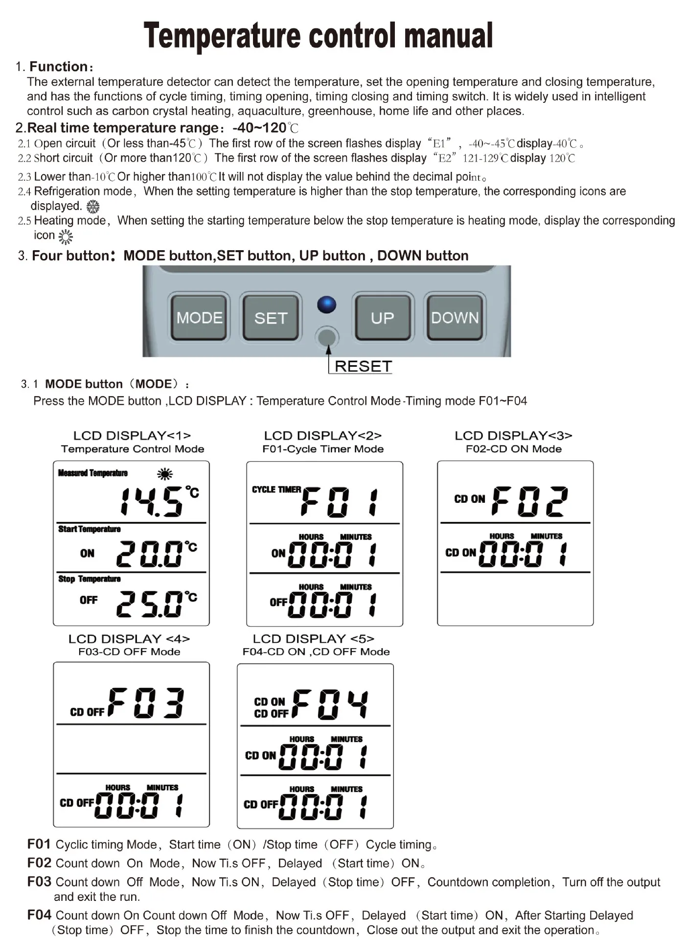 Termostato Digital Tomada Temporizador, Controlador de Temperatura, Tomada com Temporizador, Arrefecimento, Aquecimento, Sensor de Temperatura, 220V